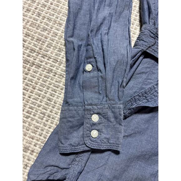 L.L. Bean Womens XS Blue Lightweight Outdoors Button Down Belted Top - Picture 4 of 9